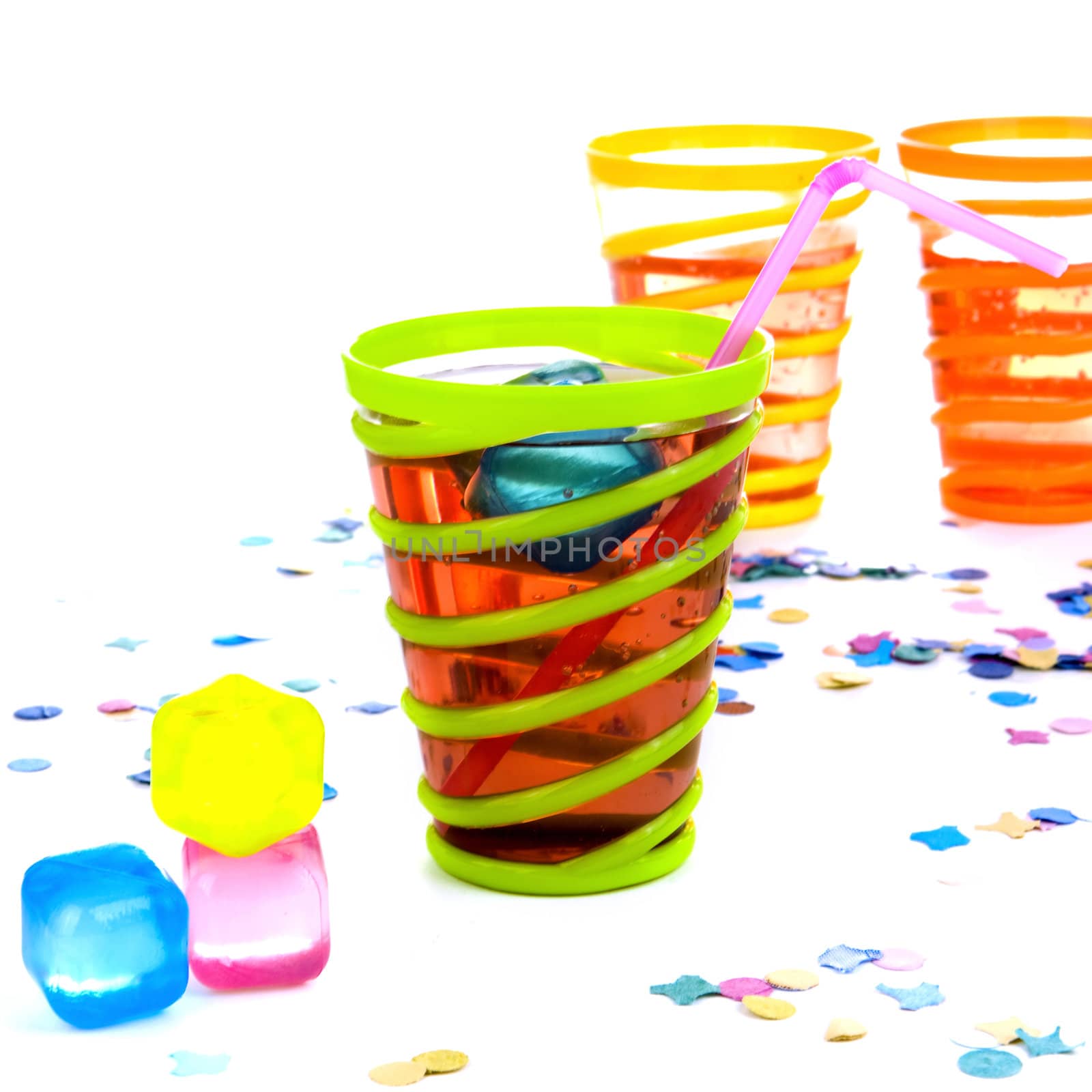 a glass with lemonade on a party