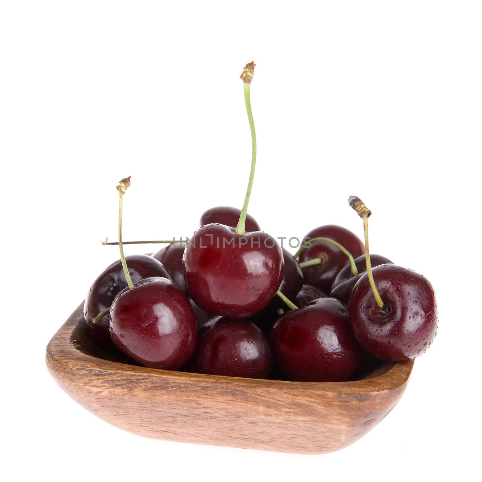 cherries on white