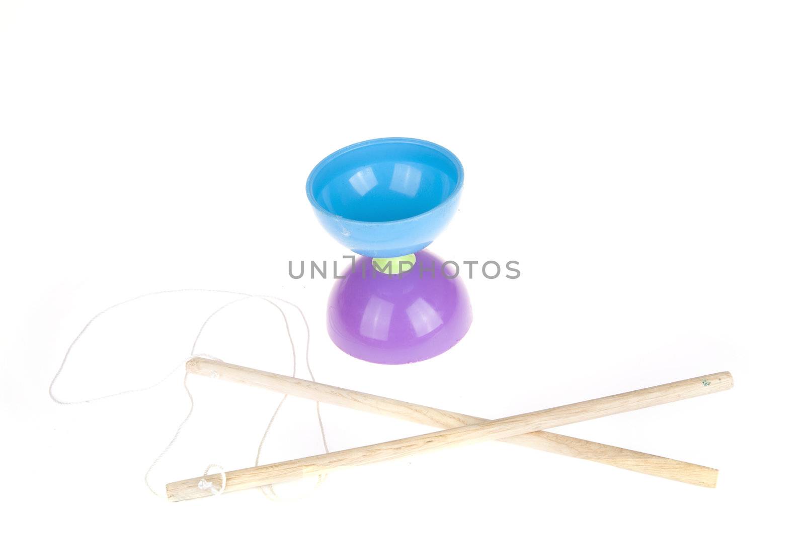 a colorful diabolo with sticks