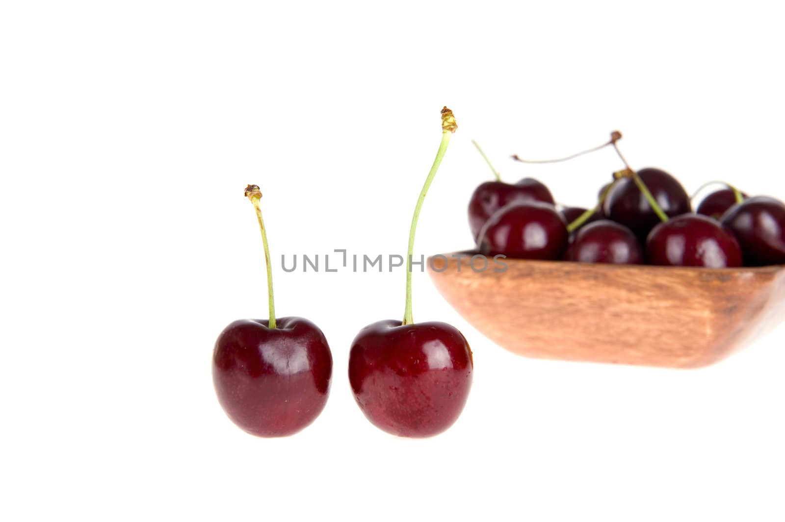 cherries on white