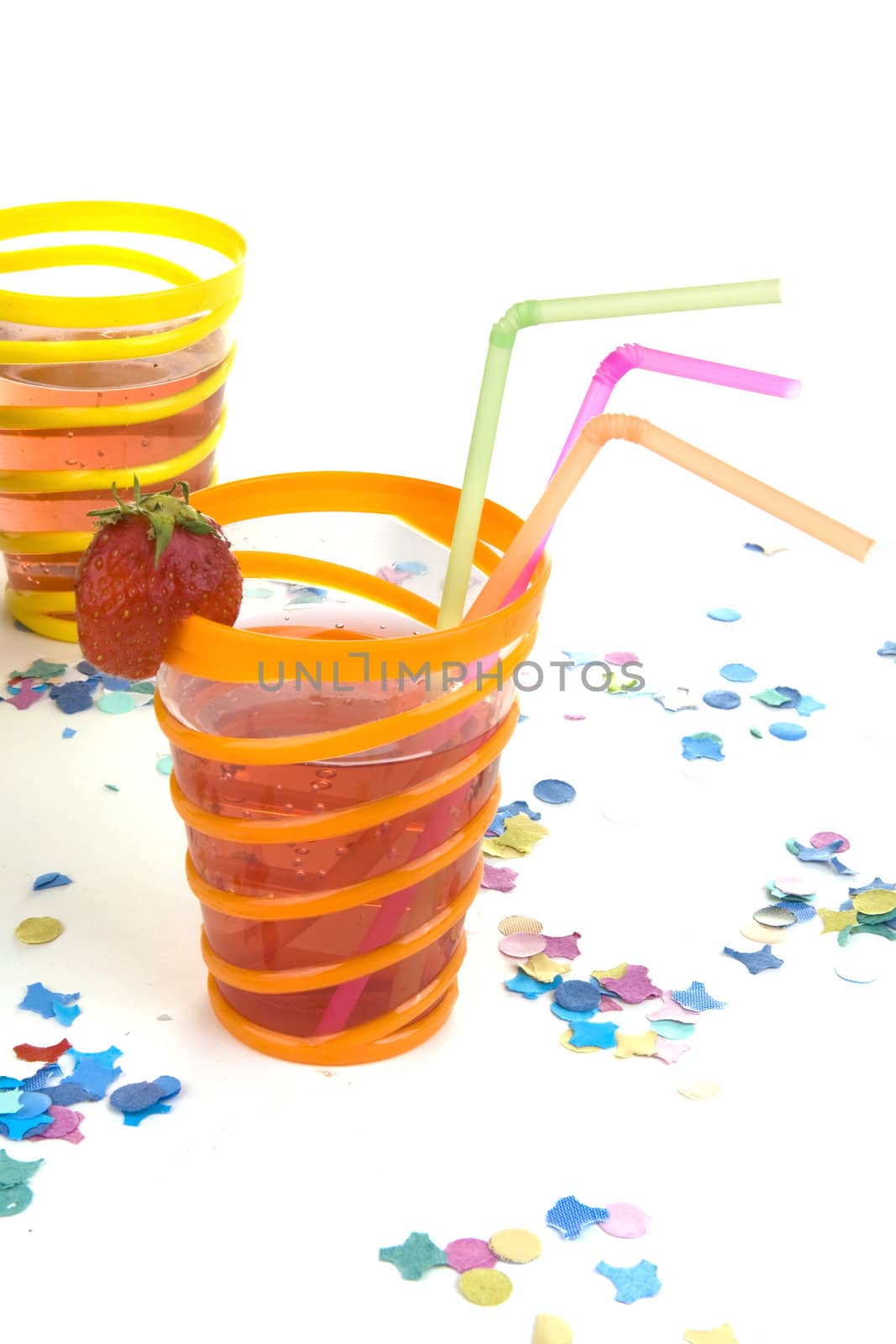 a glass with lemonade on a party