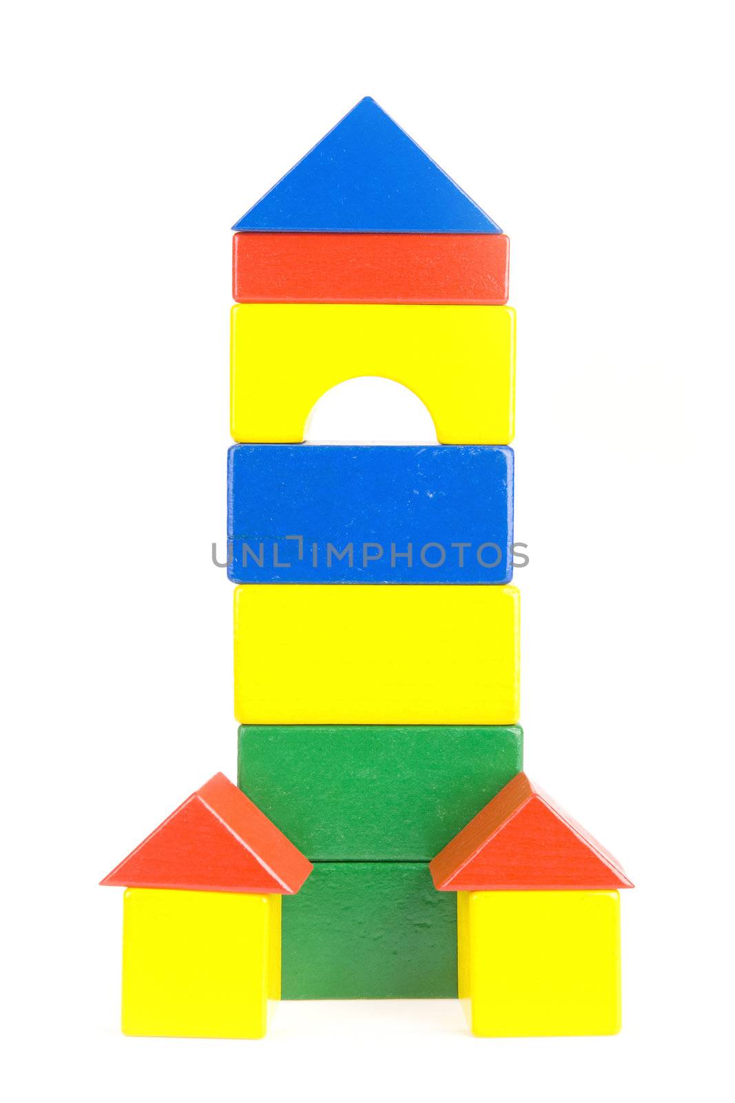 colorful building blocks on a white background