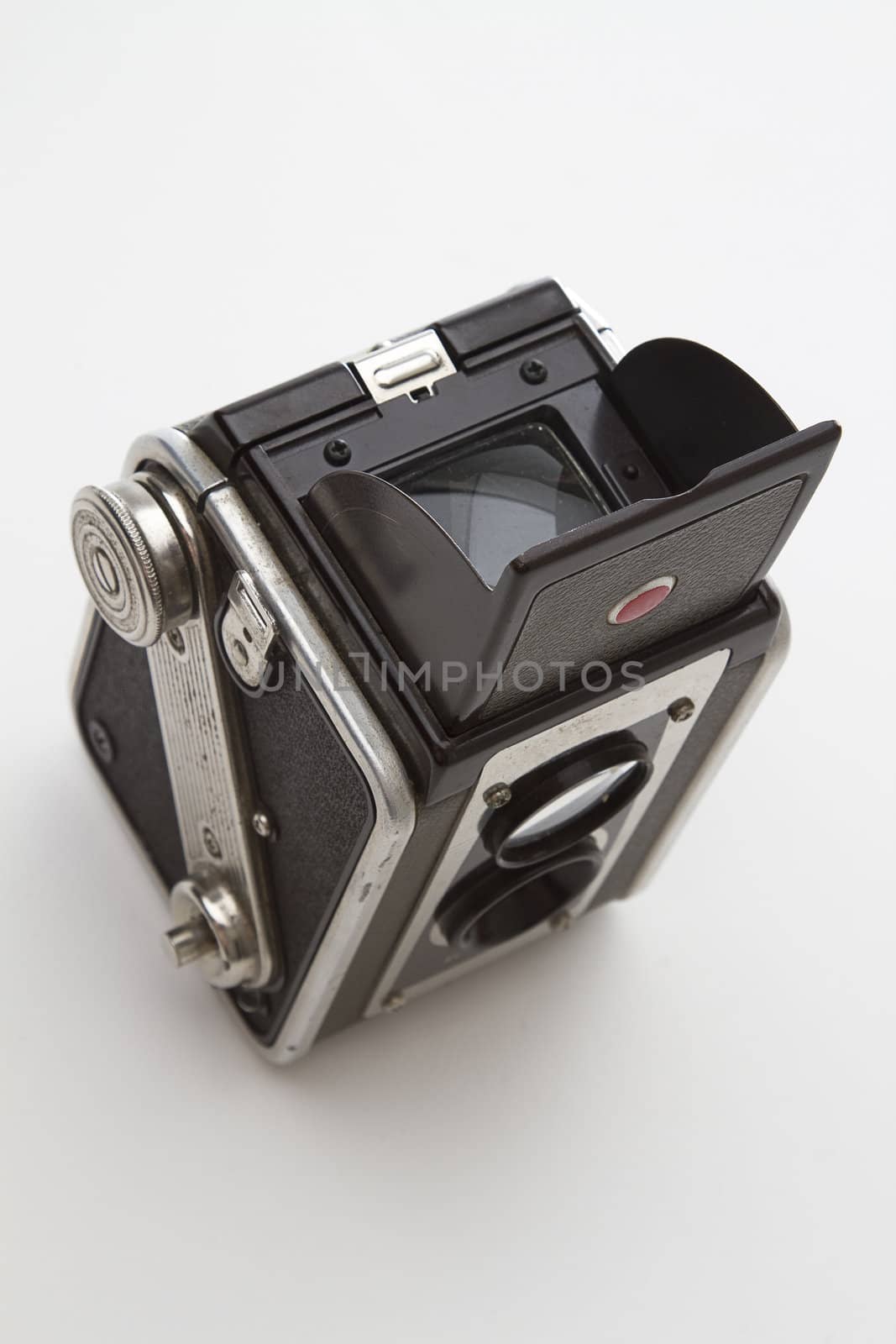Old medium format from the 50's use by amateur photographer with viewer door open