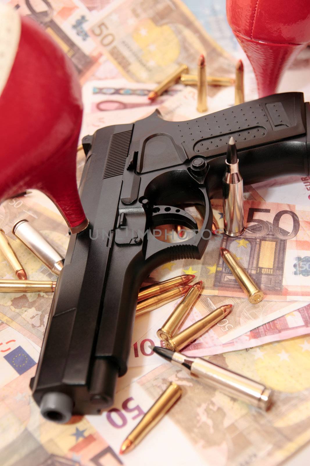 concept of prostitution or a female drugs or gun dealer