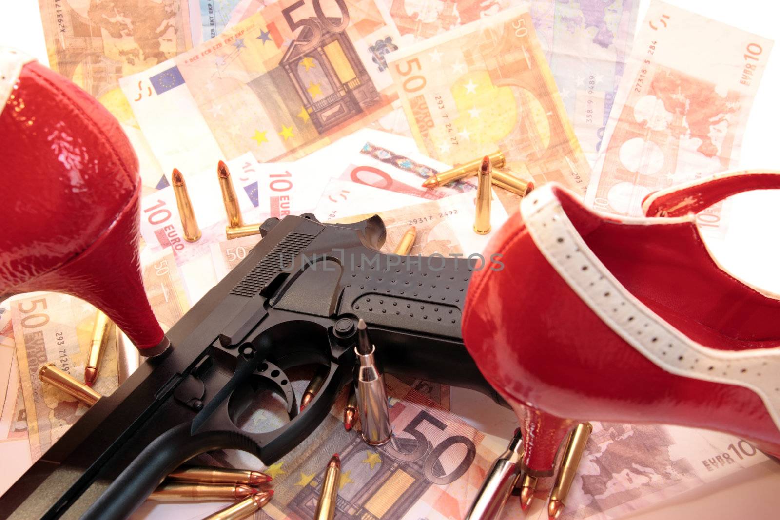 concept of prostitution or a female drugs or gun dealer