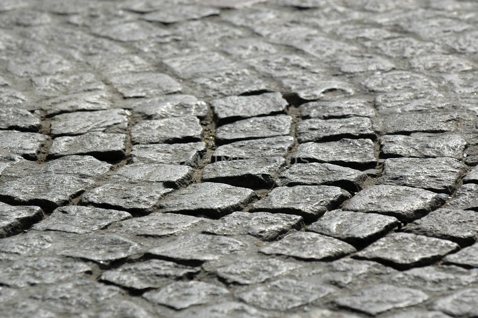 cobblestones in focus and blur