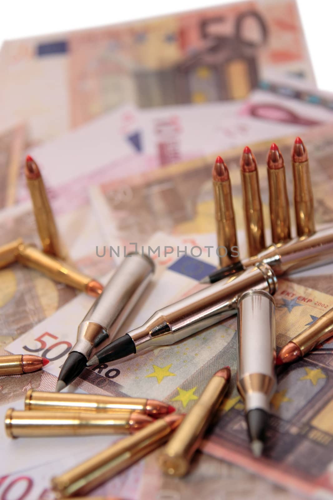 bullets and money showing a dangerous side to life