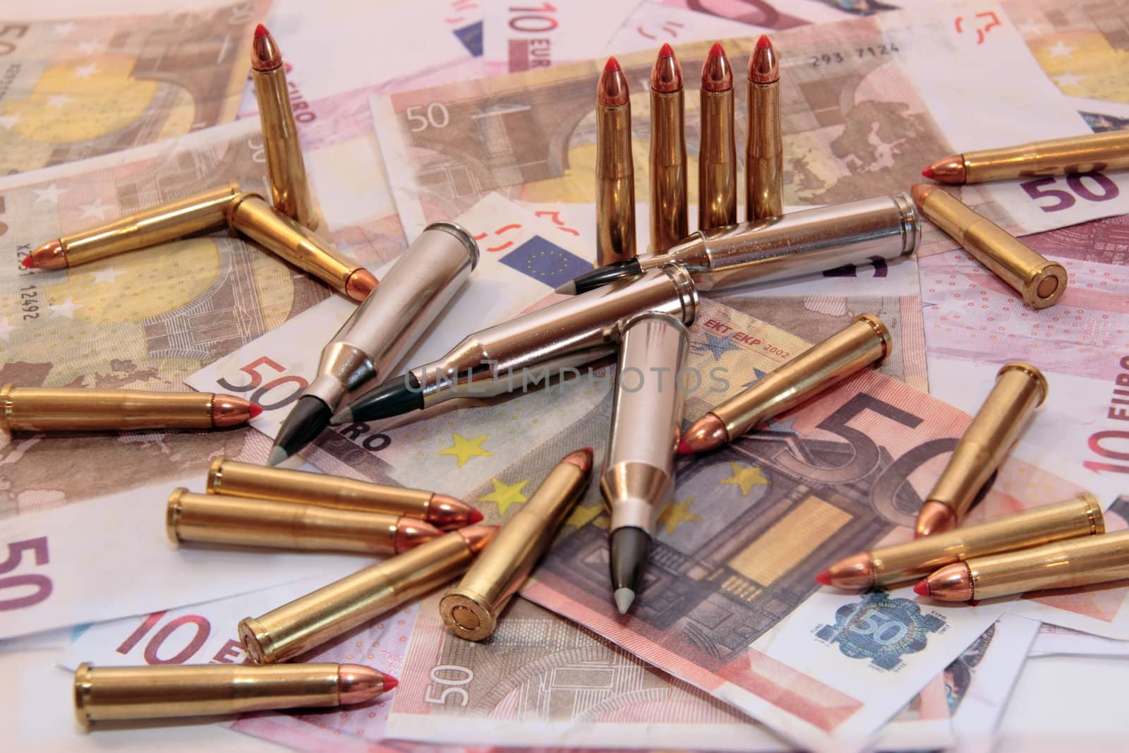 bullets and money showing a dangerous side to life