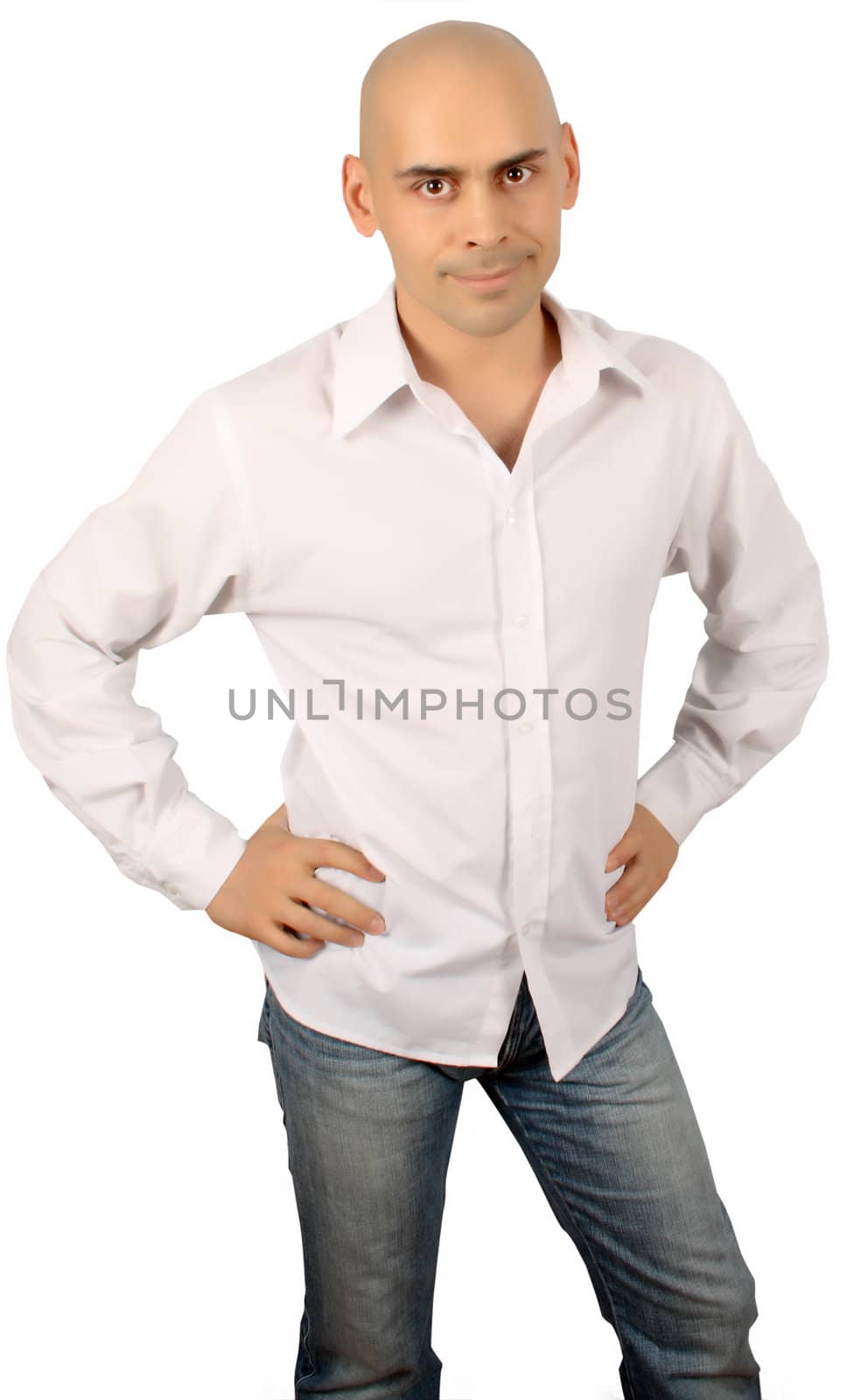 bold handsome man isolated over white