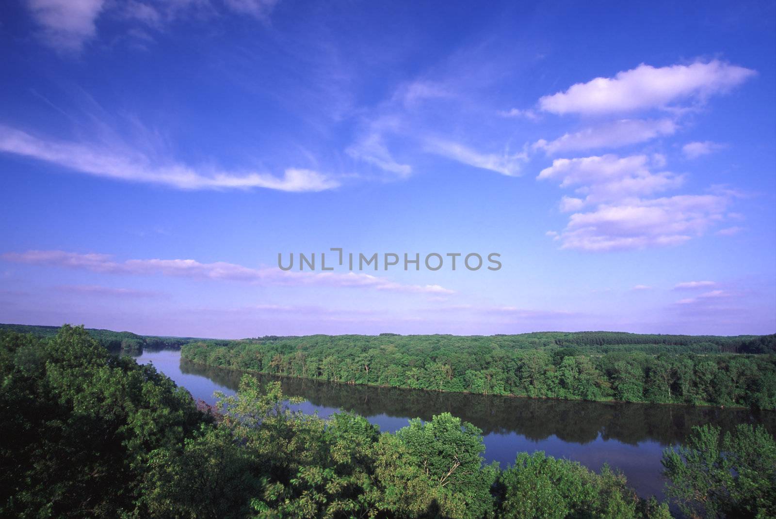 Sweeping view of the Rock River Valley from Castle Rock - northern Illinois.