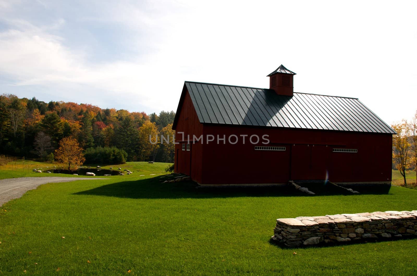 Small town of Ludlow Vermont during foliage season