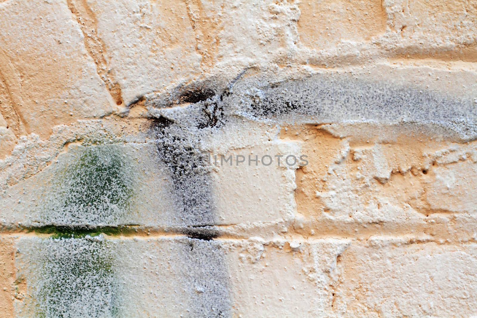 Rough texture of an orangish colored brick wall.