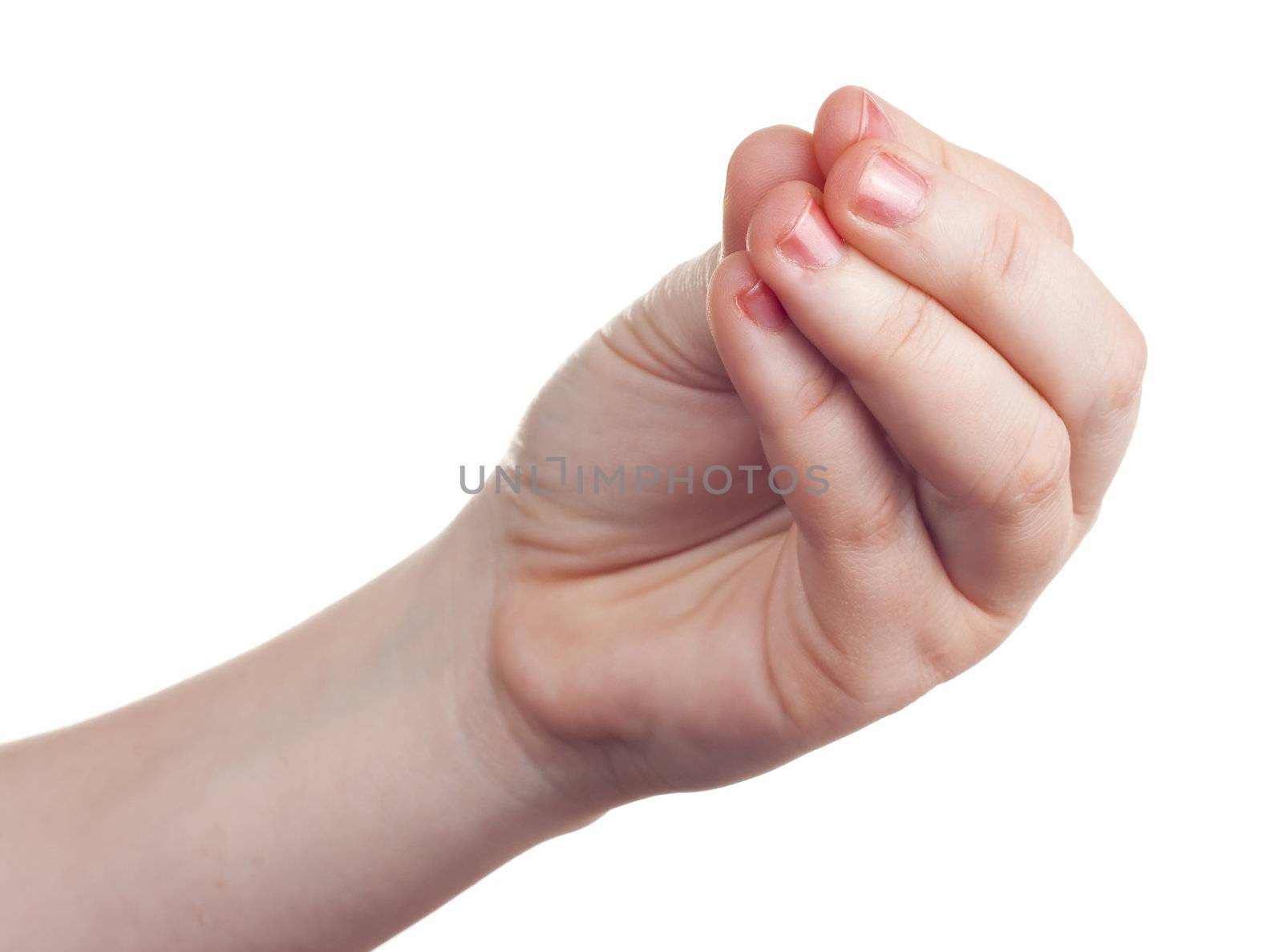 sign with the hand and fingers isolated over a withe background