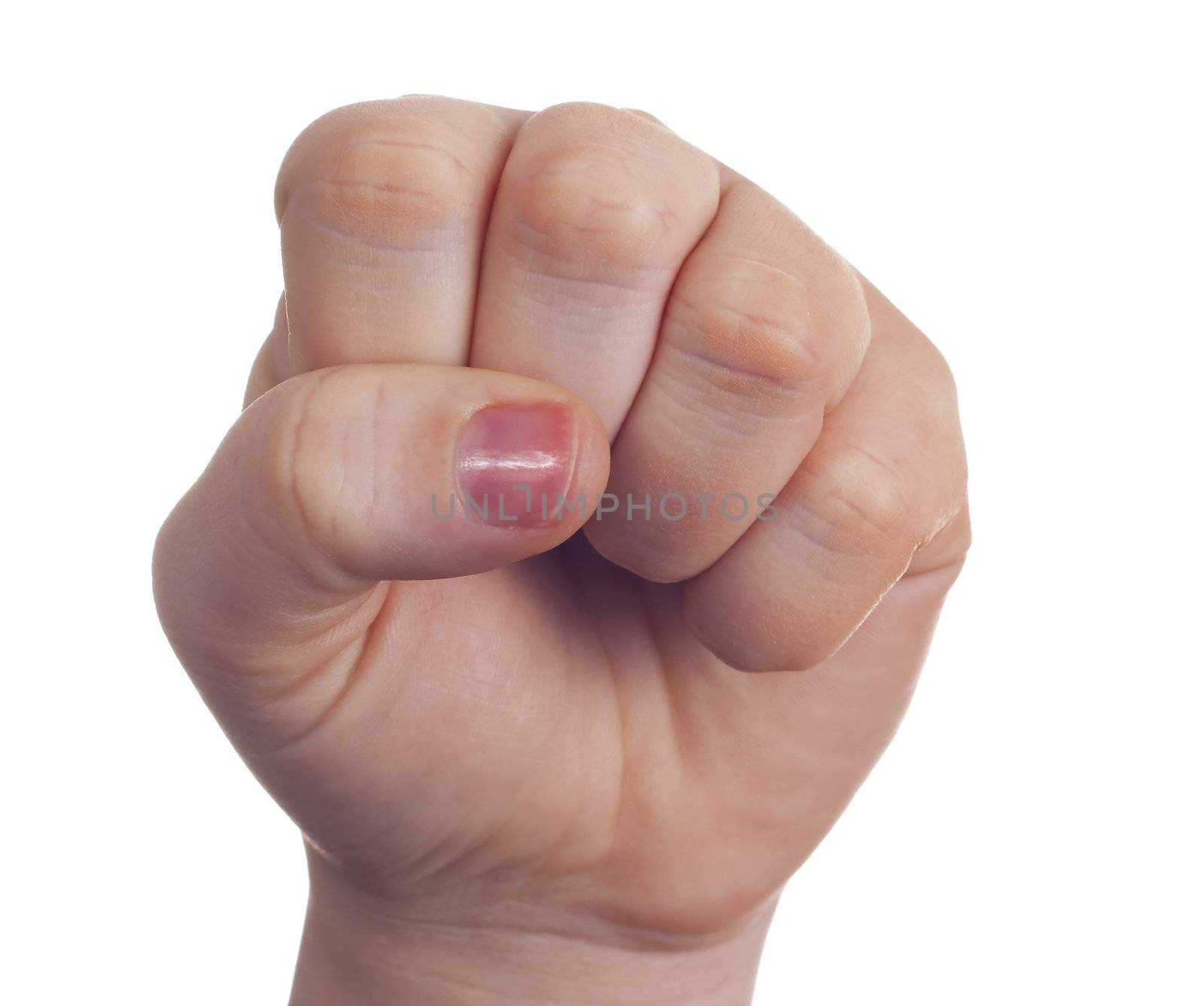 sign with the hand and fingers isolated over a withe background