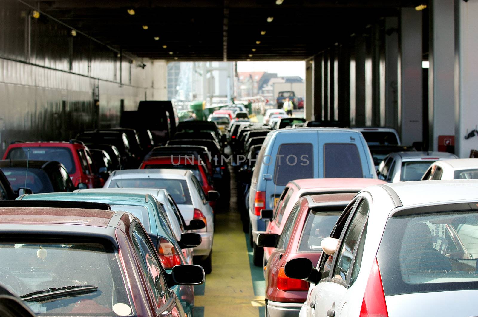 Cars waiting in the heavy traffic