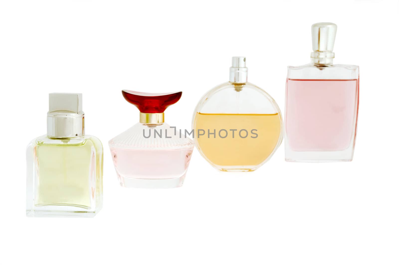 Perfume bottels. Note that only the front one is in focus