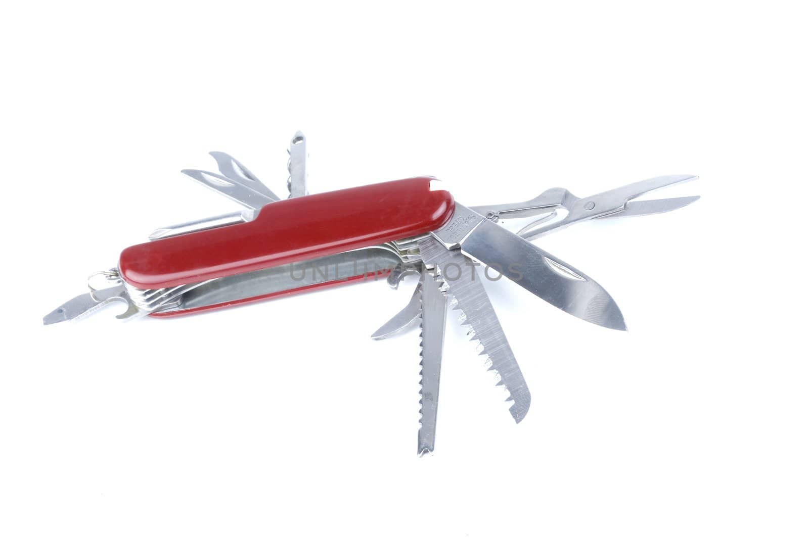 marketing red swiss army pocket knife tool by Trebuchet