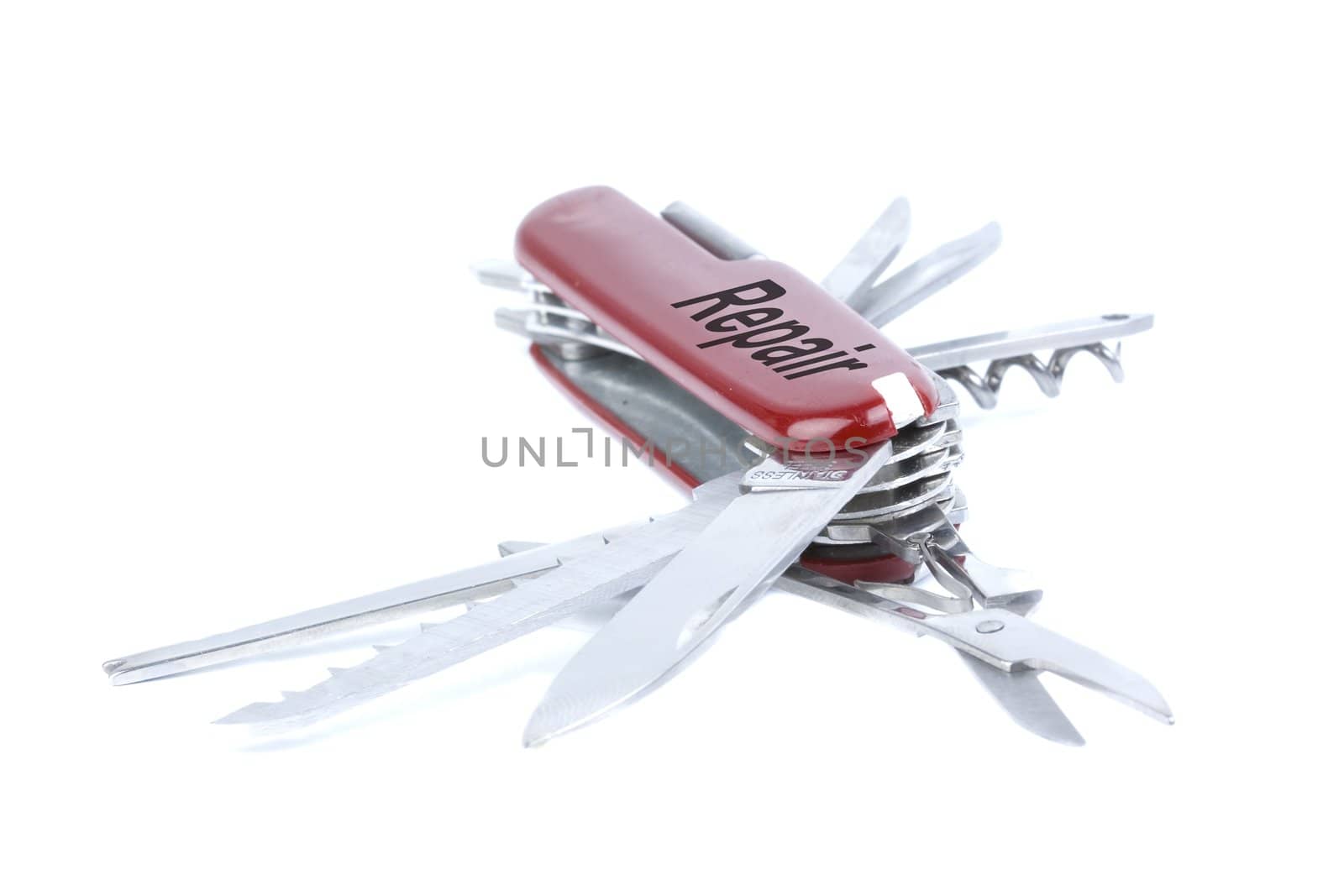 marketing red swiss army pocket knife tool by Trebuchet