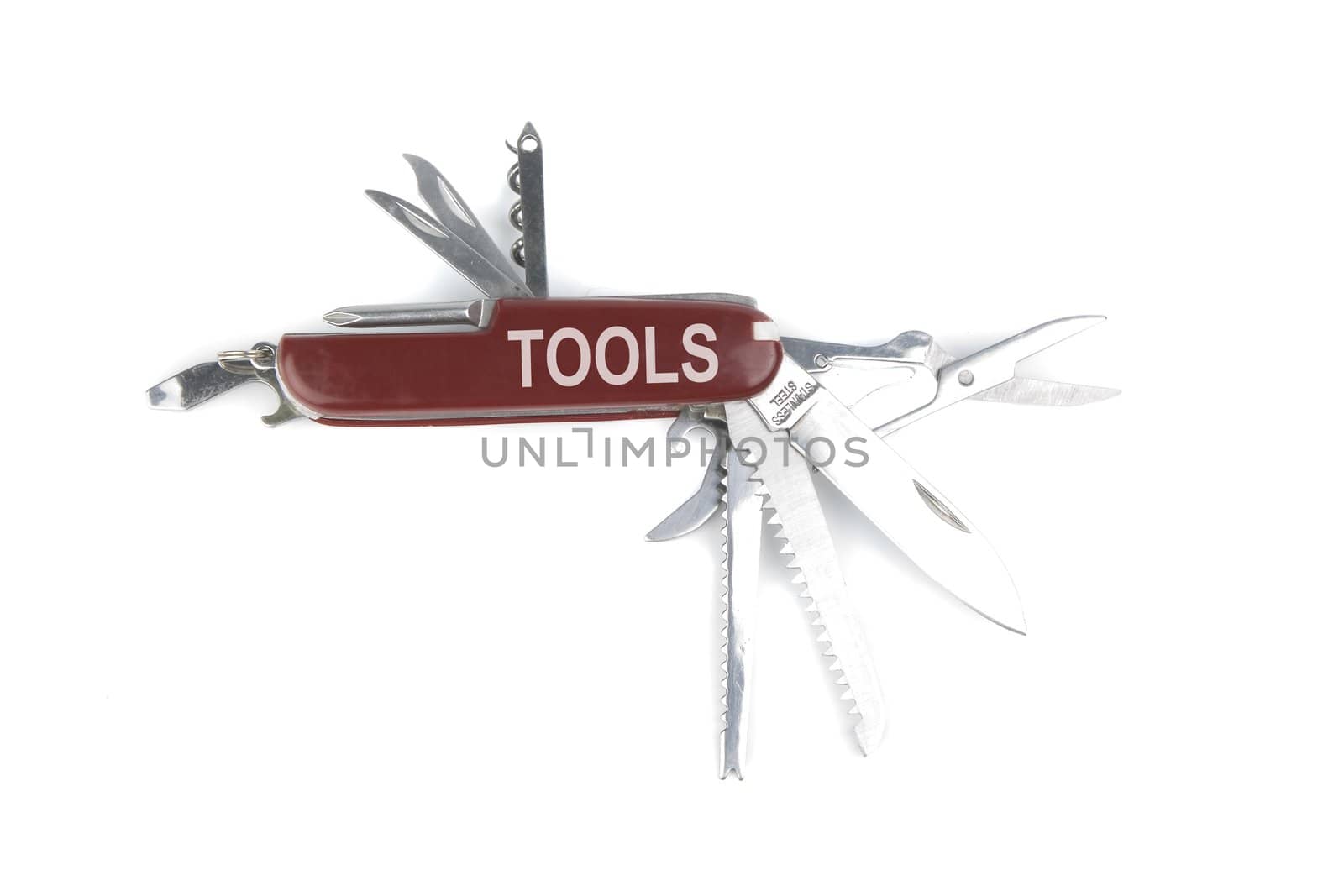 marketing red swiss army pocket knife tool by Trebuchet