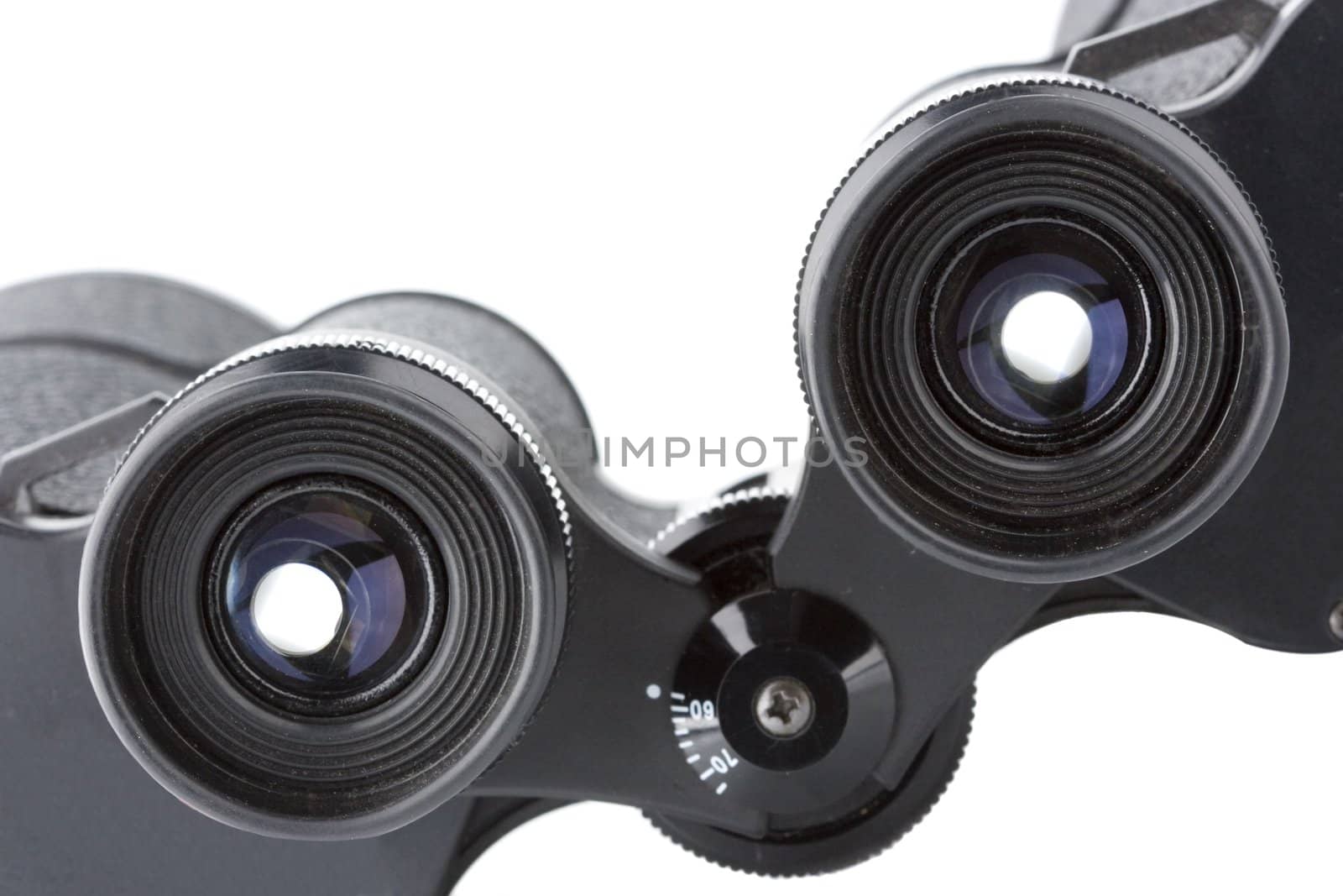 close up of a binoculars tool isolated over a white background