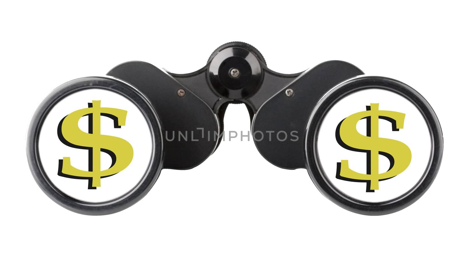 isolated binoculars with money by Trebuchet