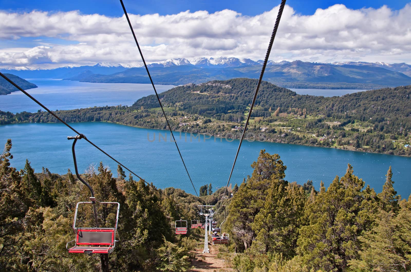 Cable car ride down the mountain in Baroiloche, Argentina