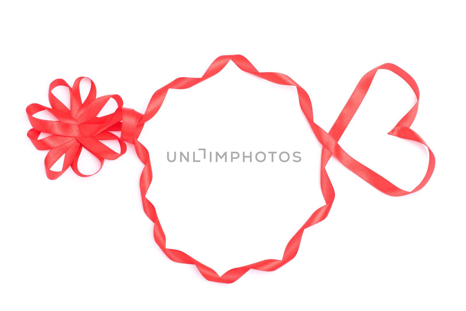 Silhouette of head from ribbon for Valentine isolated over white