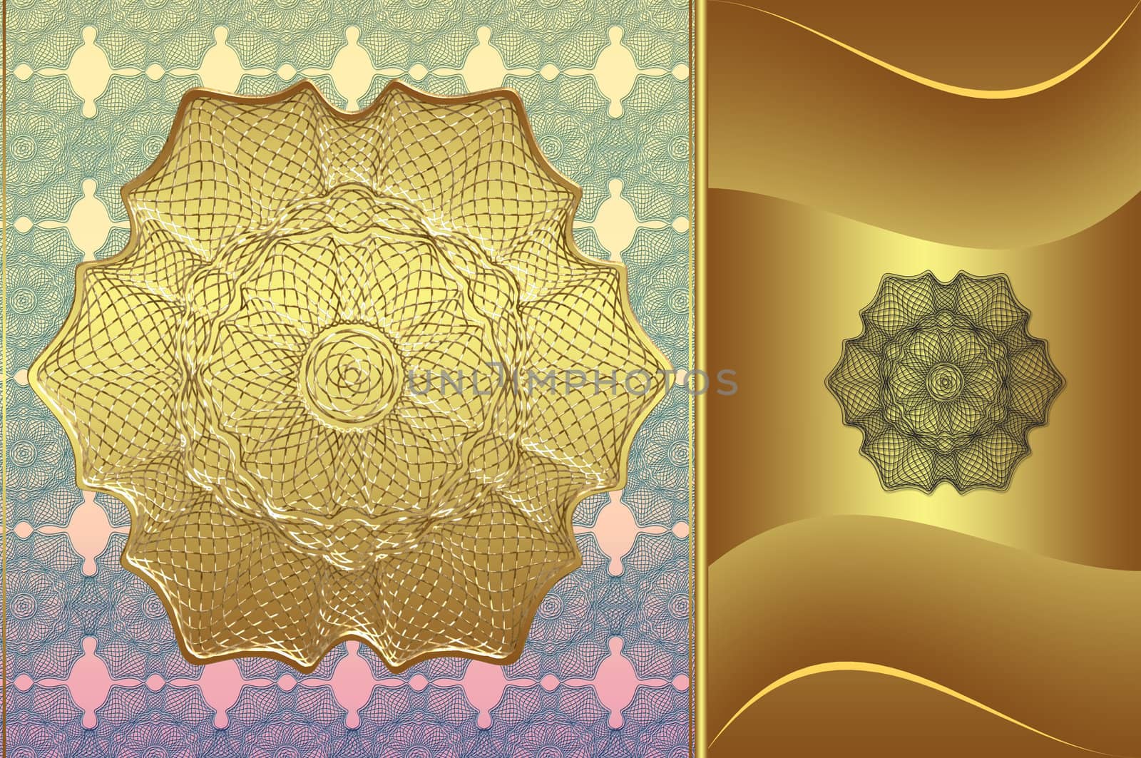 Creative golden background with abstract elements for design