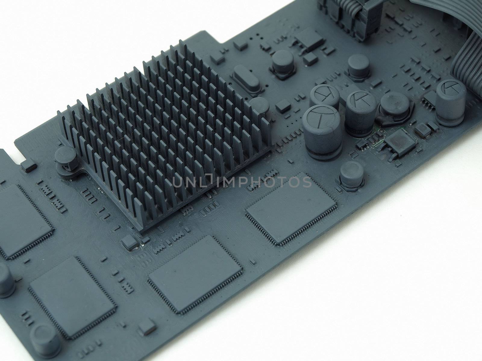 A generic computer video card isolated on a white background.