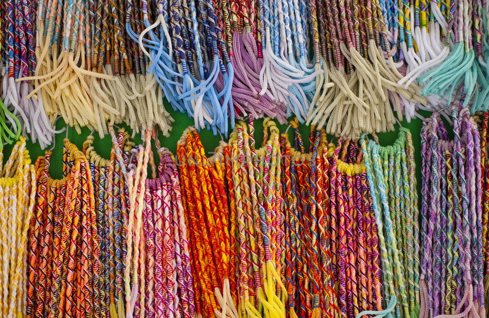 Colorfull woven items at local market.