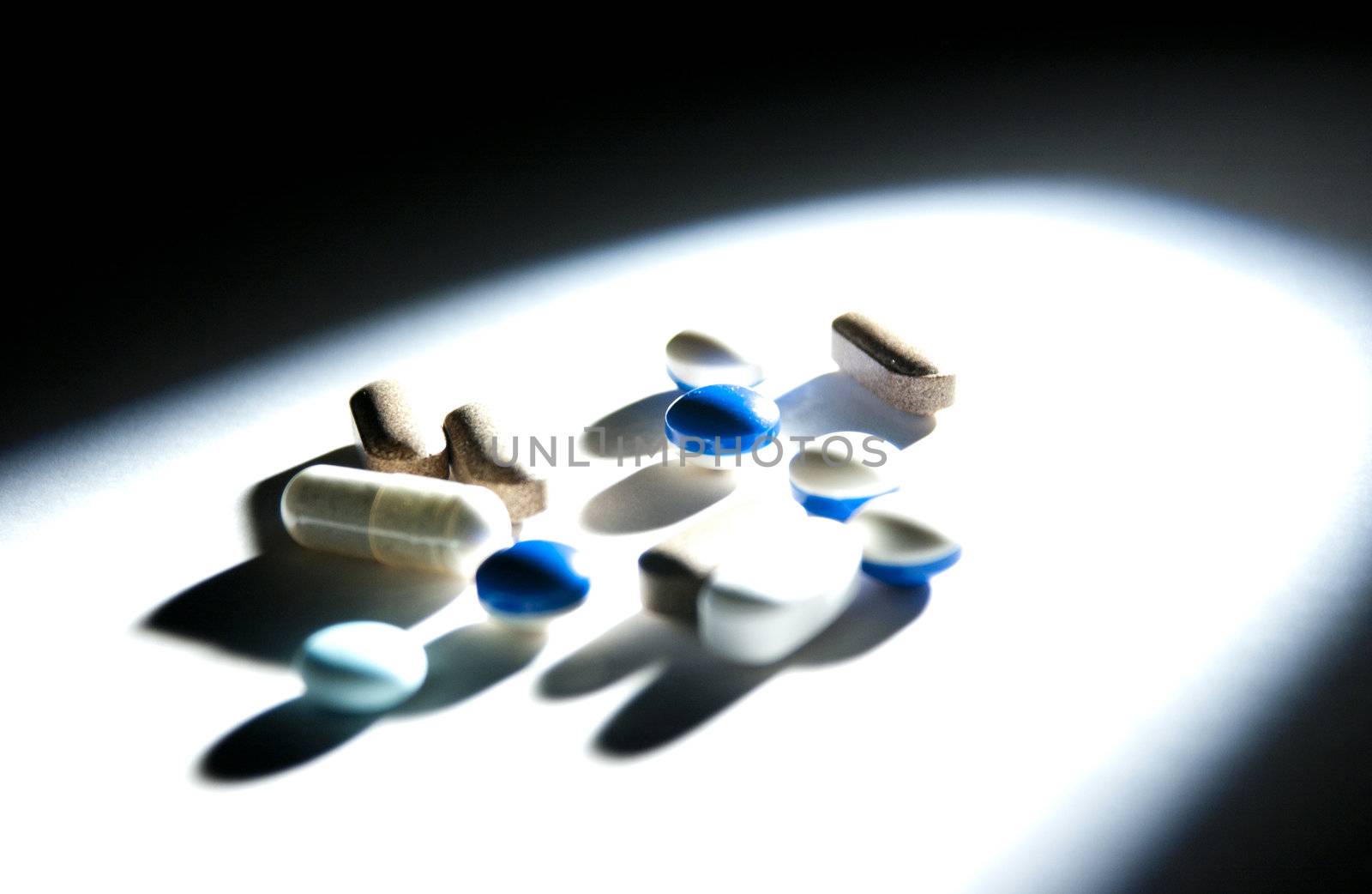 Pills on table