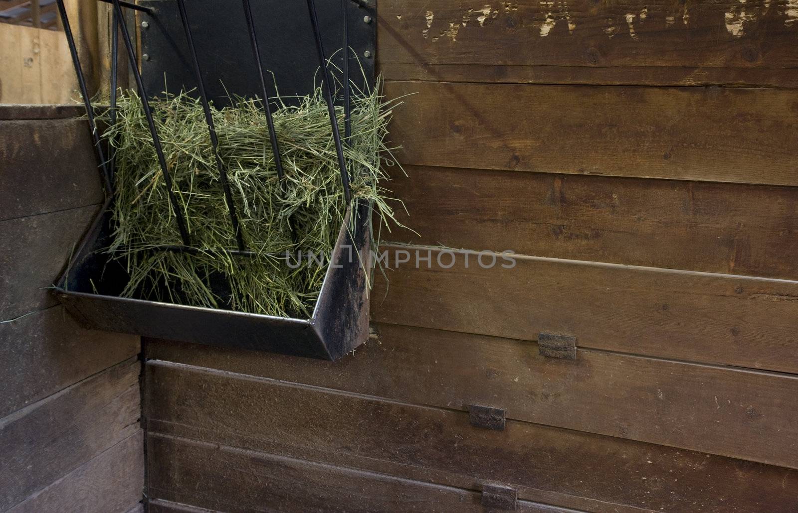 hay feeder in a stable stall by PixelsAway