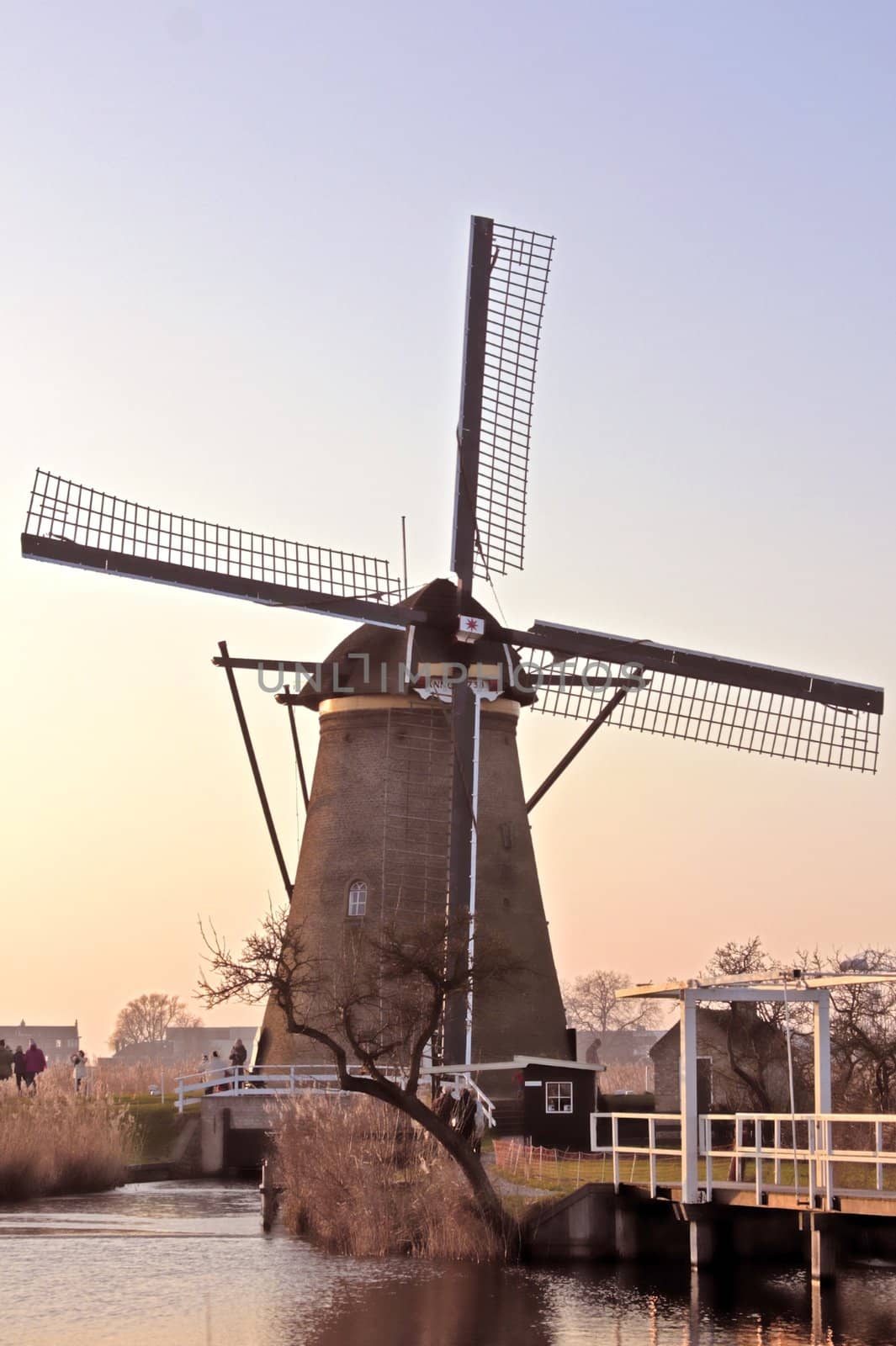 Windmills in wintertime at Kinderdijk in the Netherlands by devy