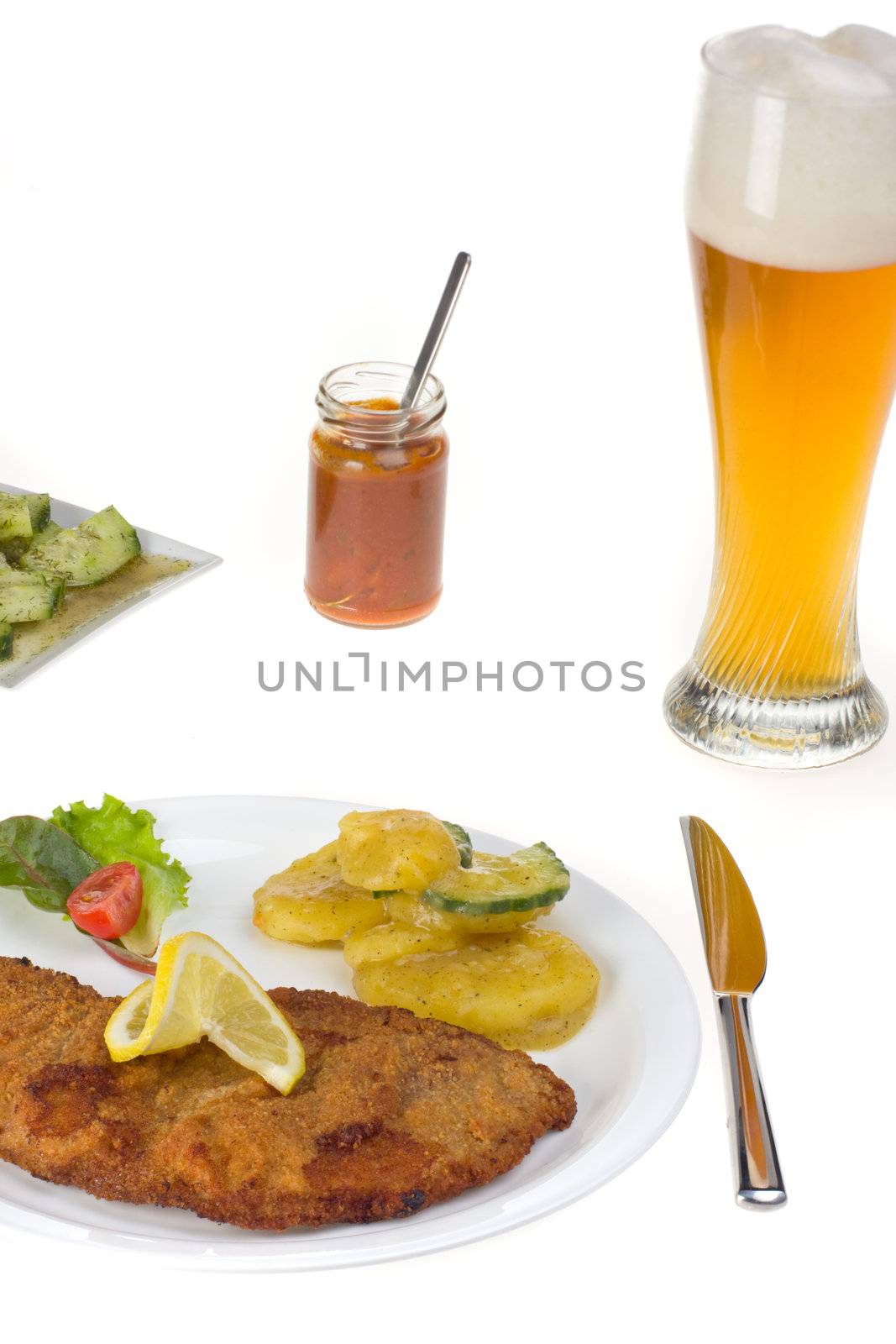 closeup of a Viennese escalope (Wiener Schnitzel)