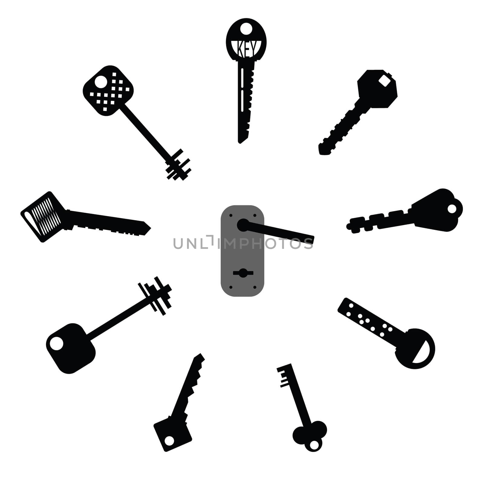 Set of design elements - Keys Silhouettes