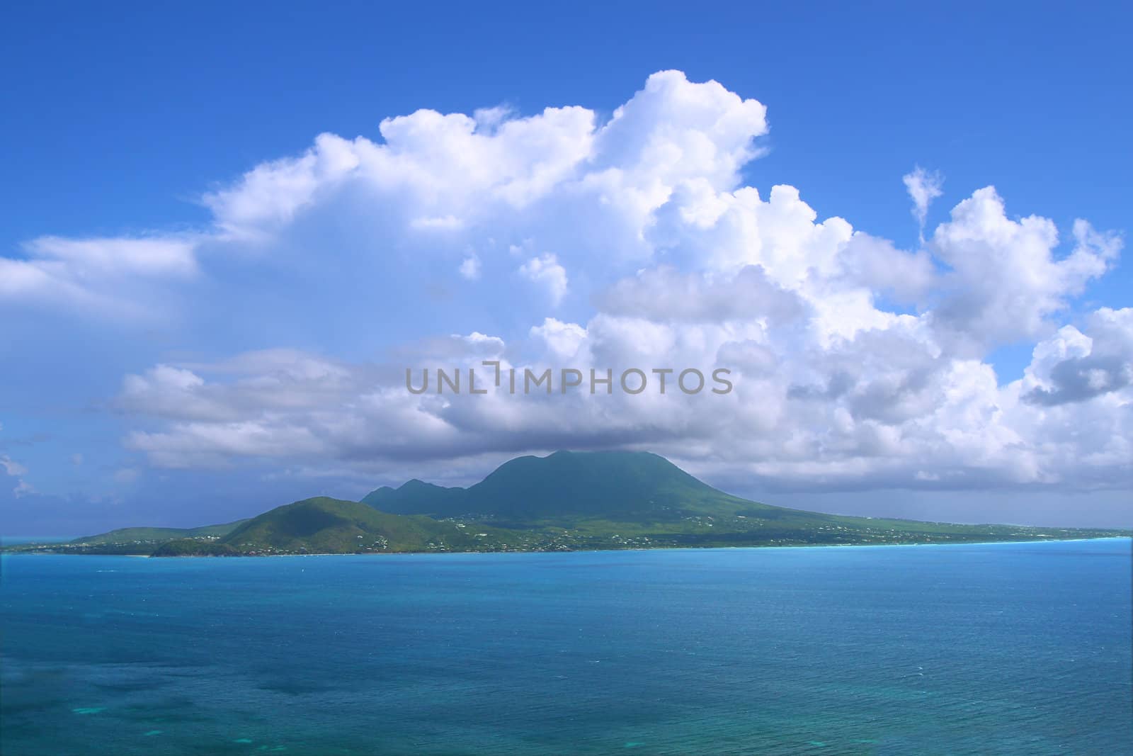 View of the Caribbean island Nevis from Saint Kitts.