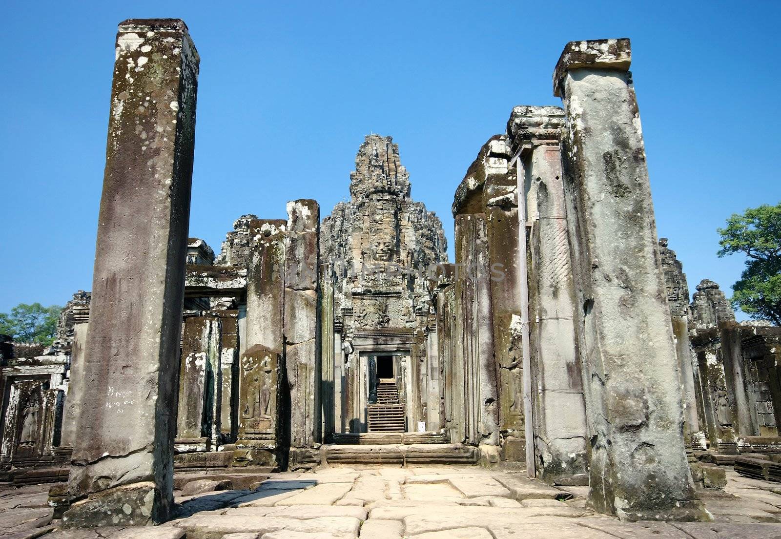 Entrance to Bayon, a temple built in the 12th century by king Jayavarman VII. Siem Reap, Cambodia.

