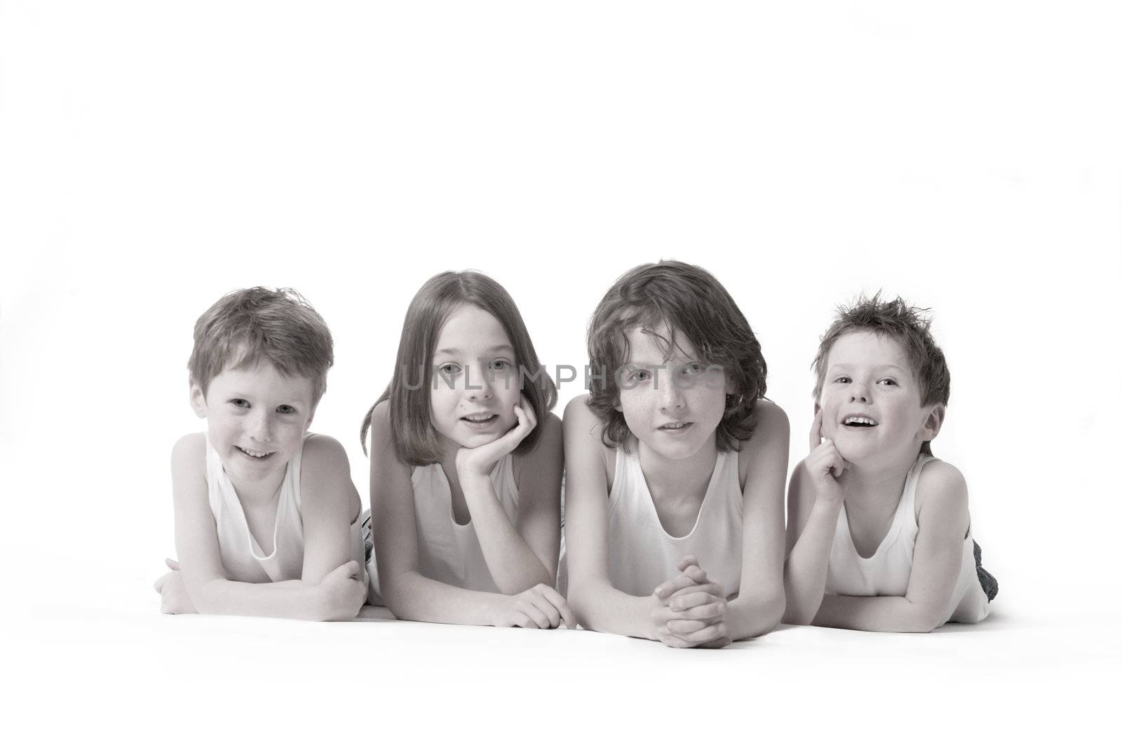 Big young family in a happy colorful mood