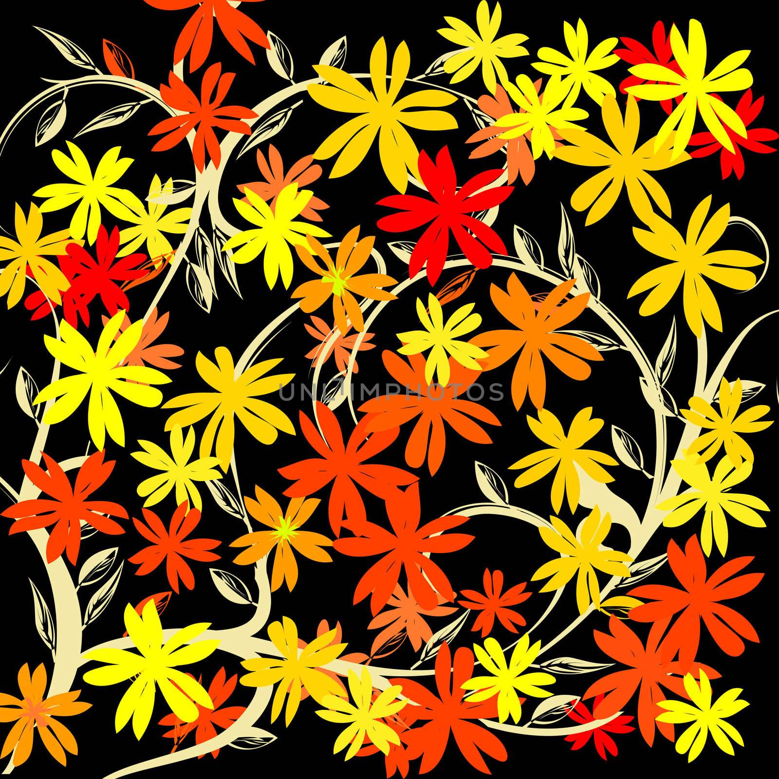 Background illustration with floral design, abstract art