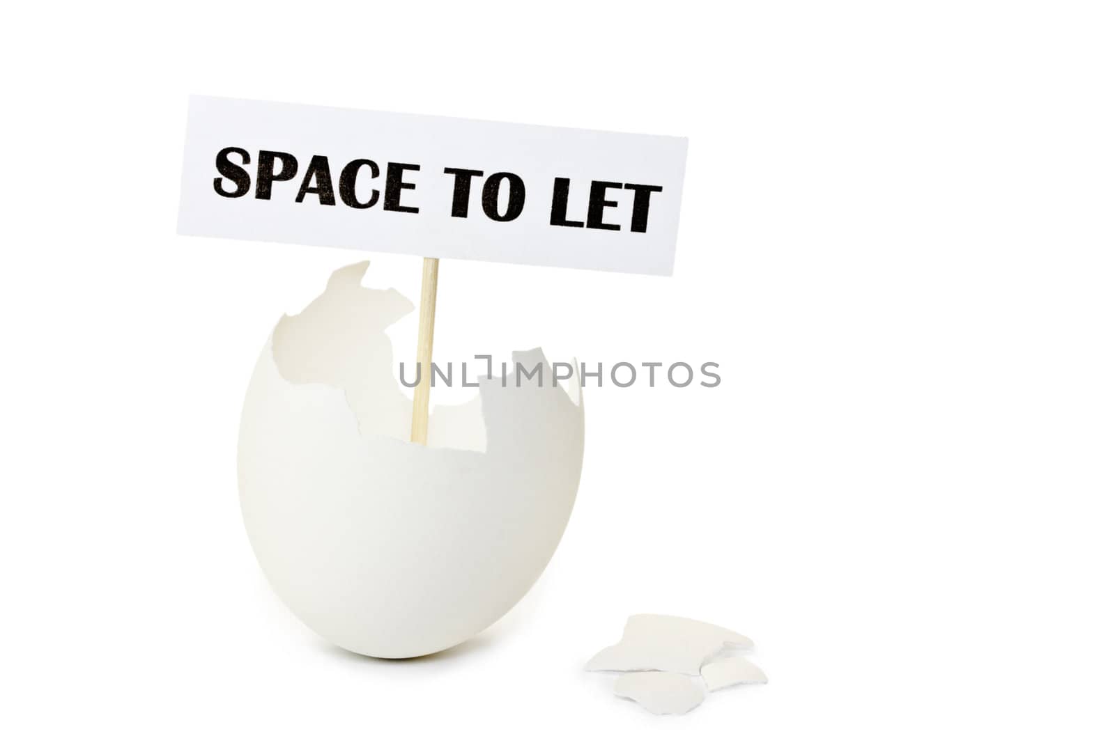 Empty eggshell as concept of estate rent