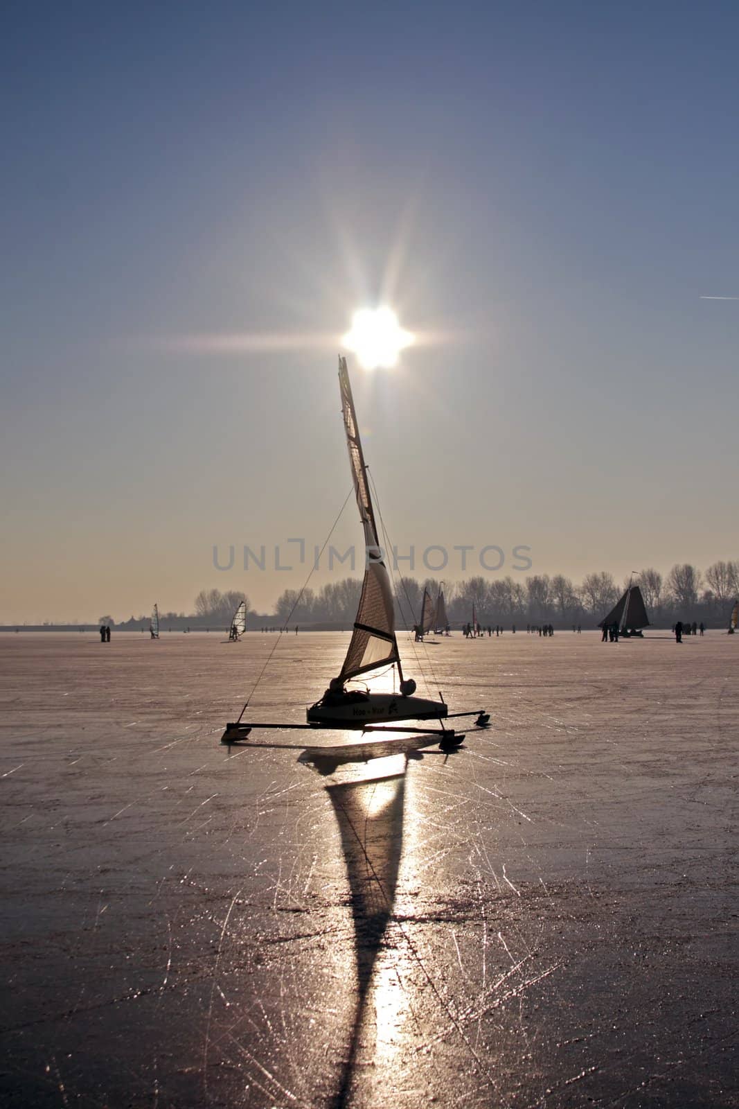 Traditional dutch: Ice sailing on a cold winterday on the Gouwzee in the Netherlands by devy