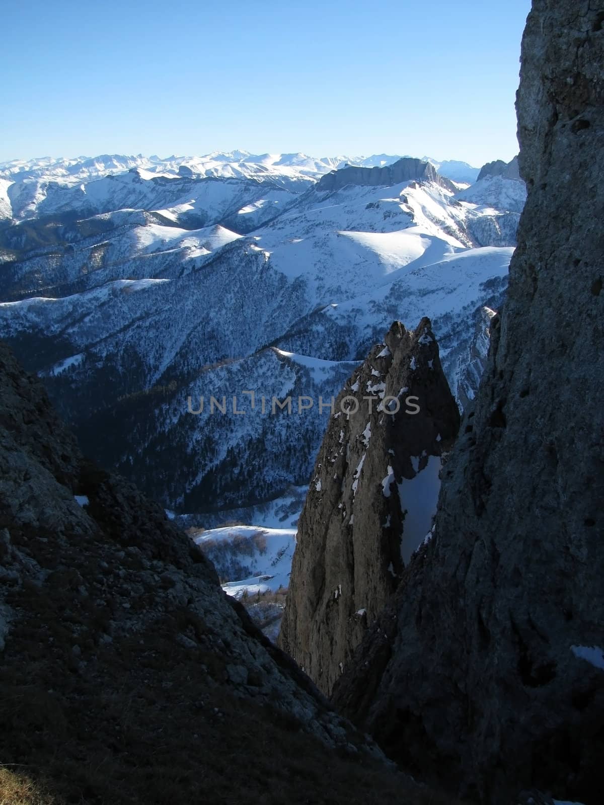 The main Caucasian ridge; rocks; a relief