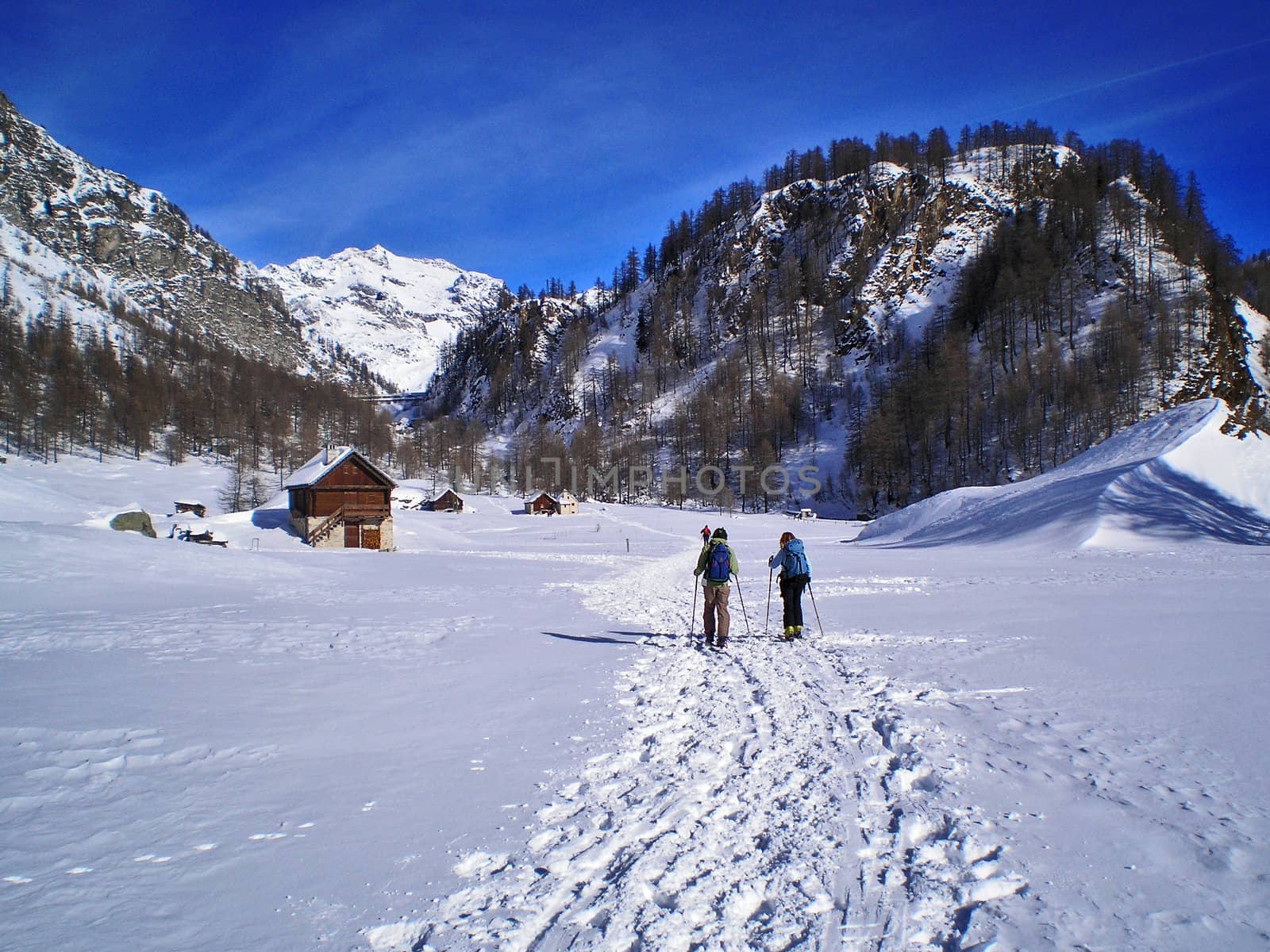 walking on the snow in alpe devero      