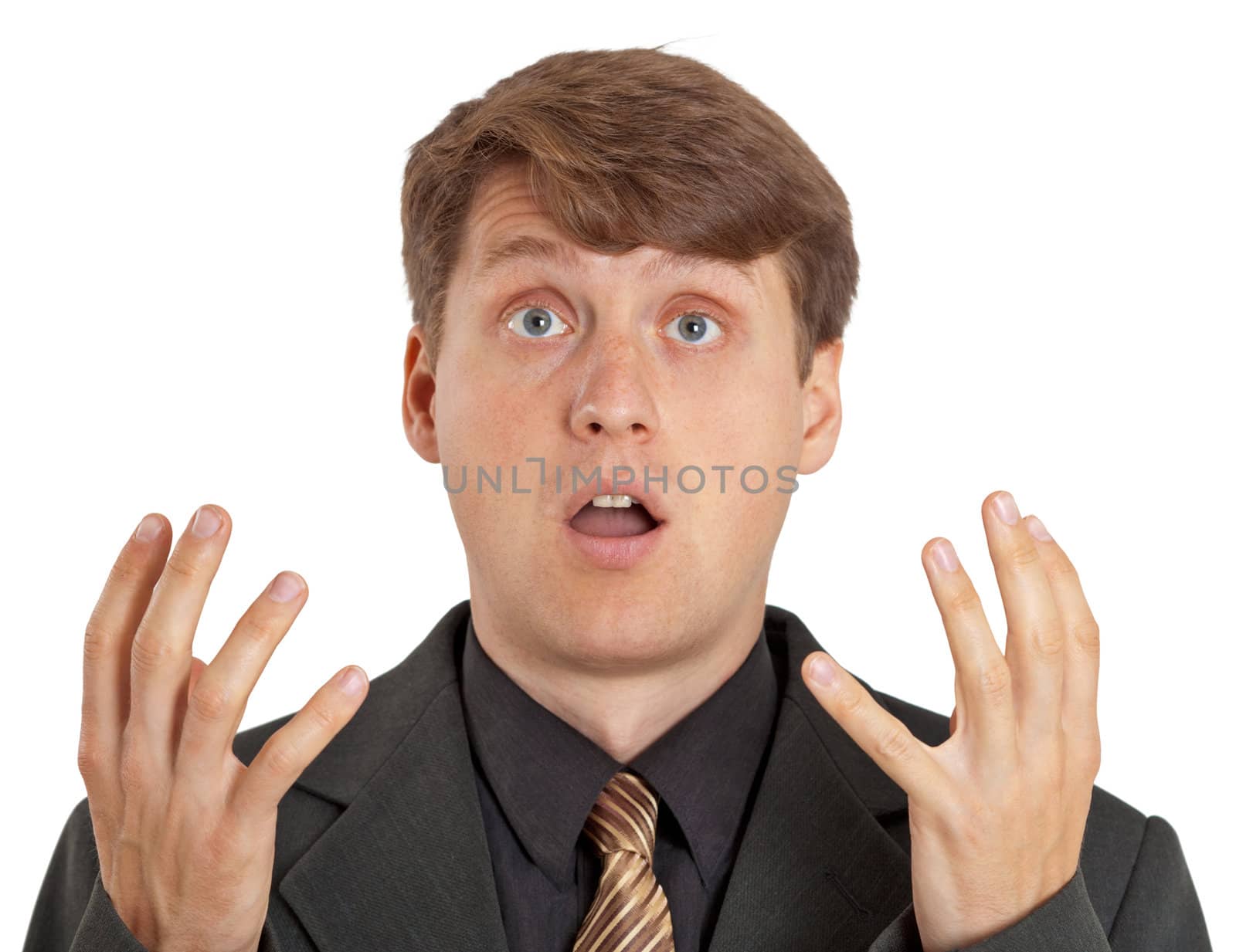 The confused person isolated on a white background