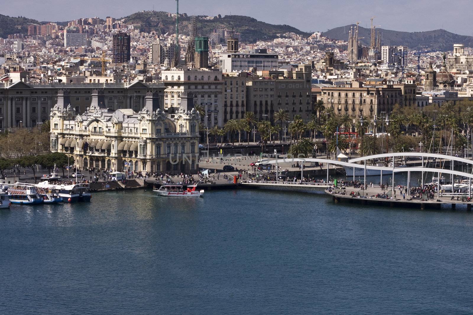 Barcelona port and Rambla del Mar