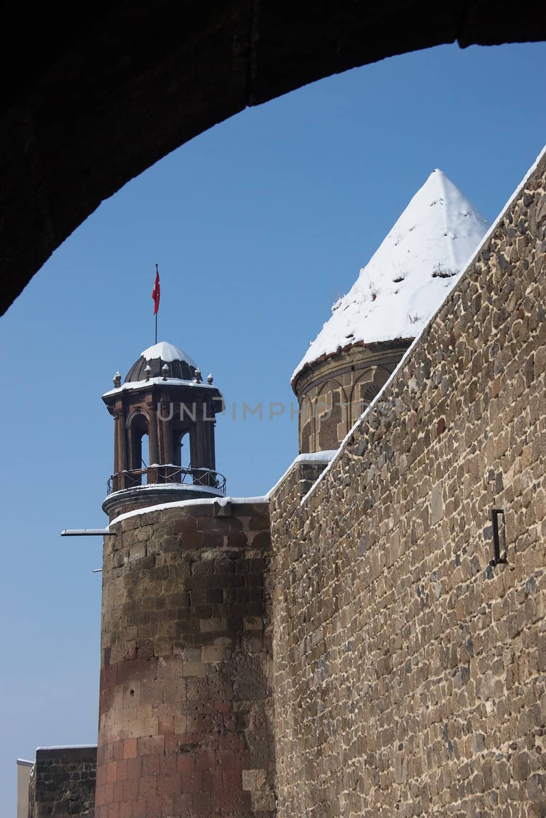 Watch tower at Erzurum Citadel, Turkey.