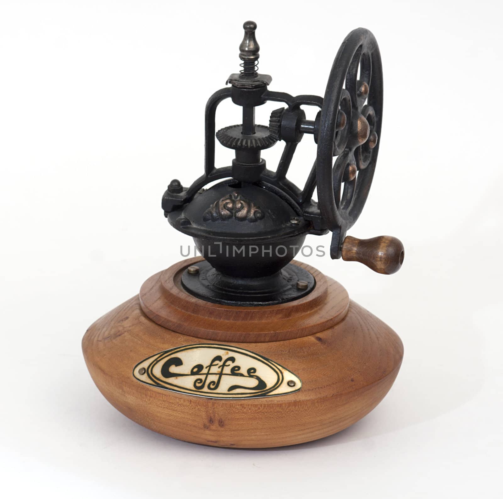 antique coffee grinder, isolated (255, 255, 255)