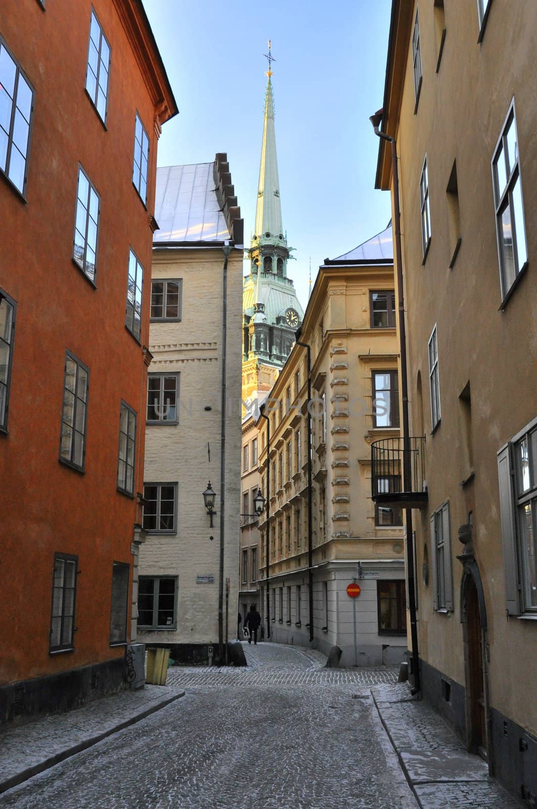 A street in the old town in Stockholm, Sweden.