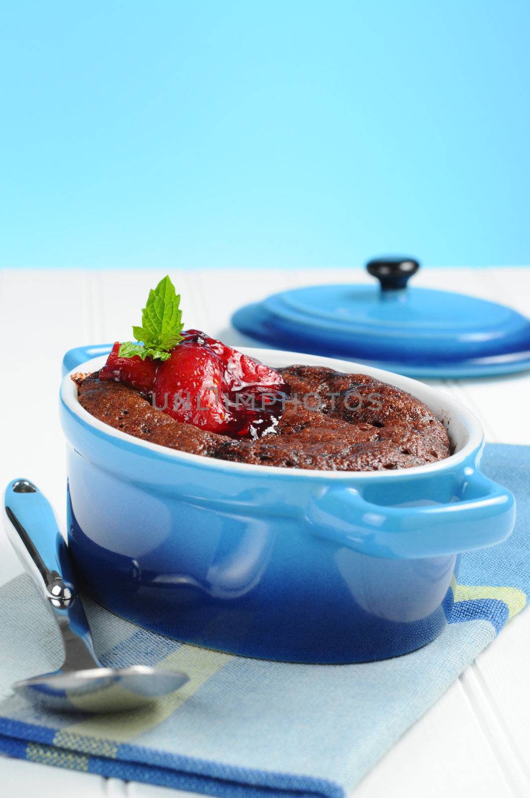 Warm and delicious chocolate molten lava cake.