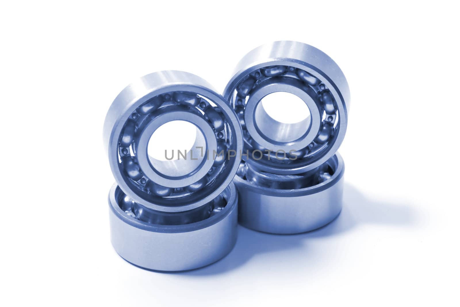 Four bearings. The photo is made by close up and colorized dark blue colour.